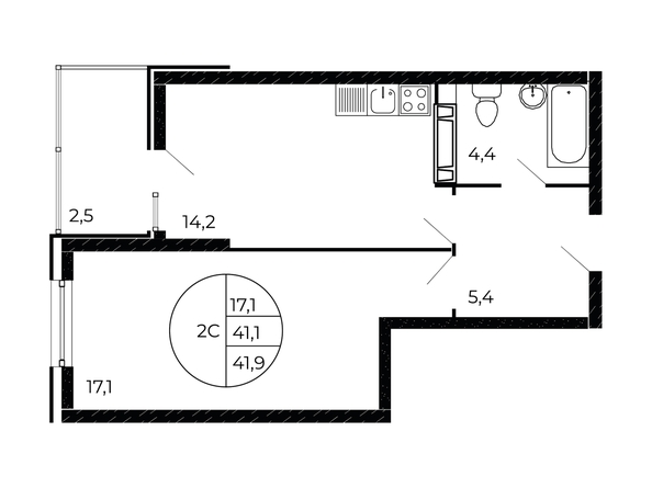 
  Продается 1-комн. квартира 41.42 м². Фото 1.