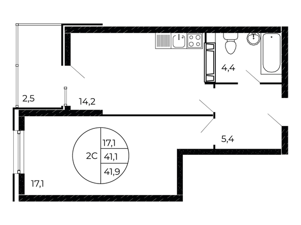 
  Продается 1-комн. квартира 41.22 м². Фото 1.