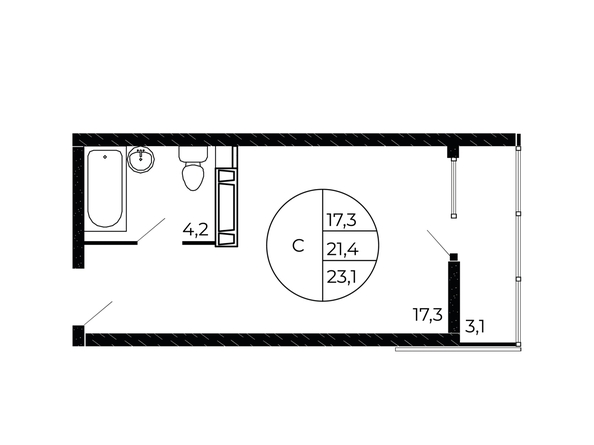 
  Продается студия 22.4 м². Фото 1.