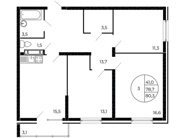 
  Продается 3-комн. квартира 79.5 м². Фото 2.