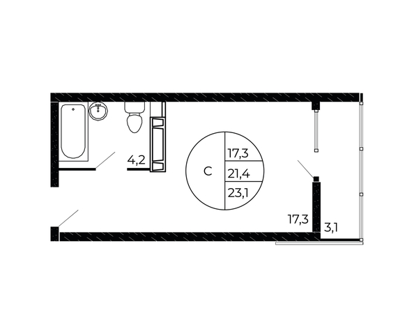 
  Продается студия 22.4 м². Фото 2.