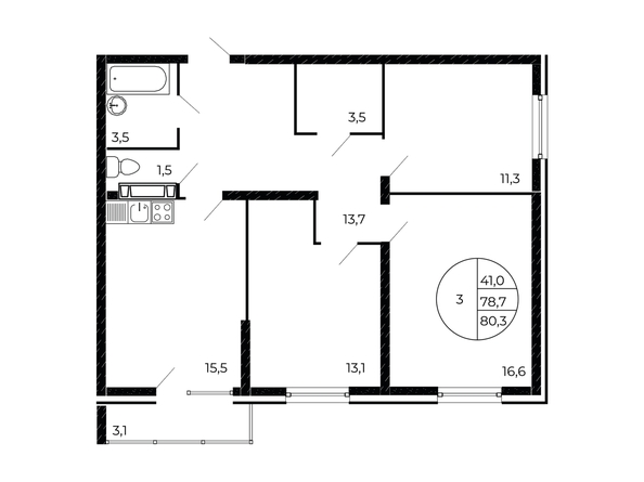 
  Продается 3-комн. квартира 79.85 м². Фото 2.