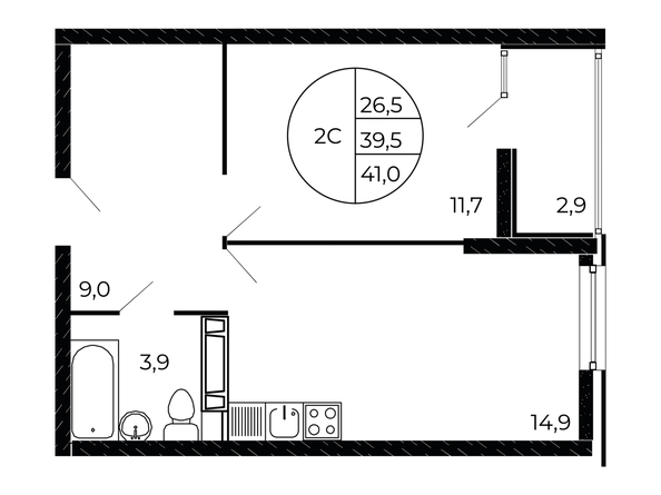 
  Продается 2-комн. квартира 40.5 м². Фото 1.