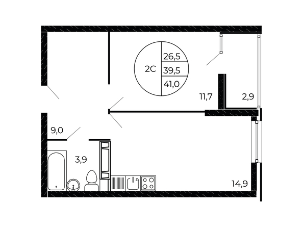 
  Продается 2-комн. квартира 40.6 м². Фото 1.