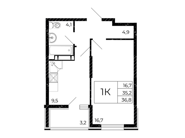 
  Продается 1-комн. квартира 36.5 м², в ЖК Флора, литера 3.1. Фото 1.