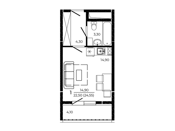 
  Продается студия 24.55 м², в ЖК ПРИТЯЖЕНИЕ, литер 3. Фото 1.