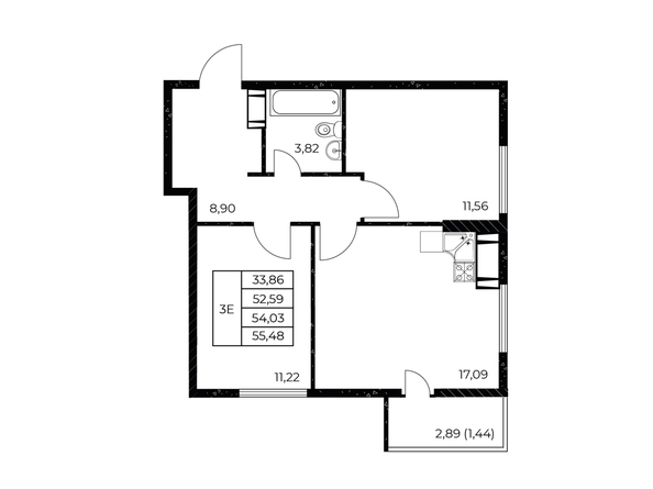 
  Продается 2-комн. квартира 55.48 м², в ЖК Звезда Столицы 2. Фото 1.