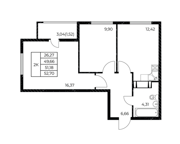 
  Продается 2-комн. квартира 52.7 м², в ЖК Звезда Столицы 2. Фото 1.