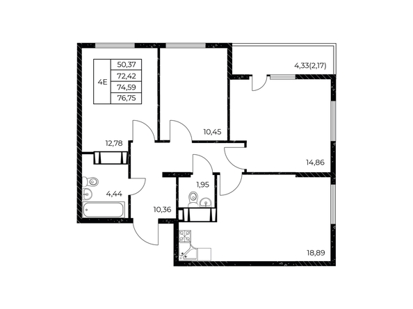 
  Продается 3-комн. квартира 76.75 м², в ЖК Звезда Столицы 2. Фото 1.