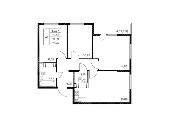 
  Продается 3-комн. квартира 76.75 м², в ЖК Звезда Столицы 2. Фото 11.