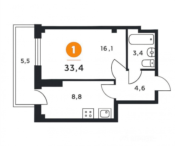 
  Продается 1-комн. квартира 33.4 м². Фото 11.
