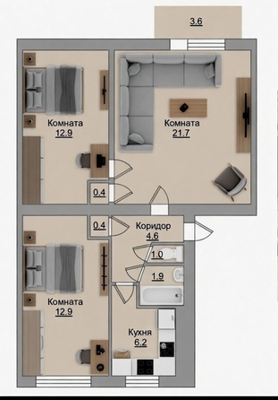 
  Продается 3-комн. квартира 63 м². Фото 18.