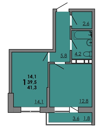 
  Продается 1-комн. квартира 41.1 м², в ЖК Грей, кв-л 11-3. Фото 1.