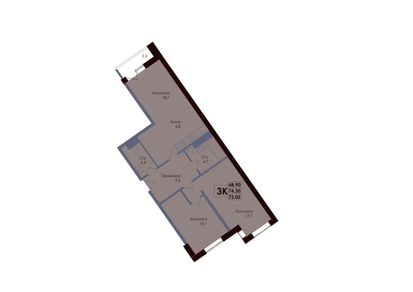 
  Продается 3-комн. квартира 73.05 м², в ЖК Академия, 1 этап. Фото 1.