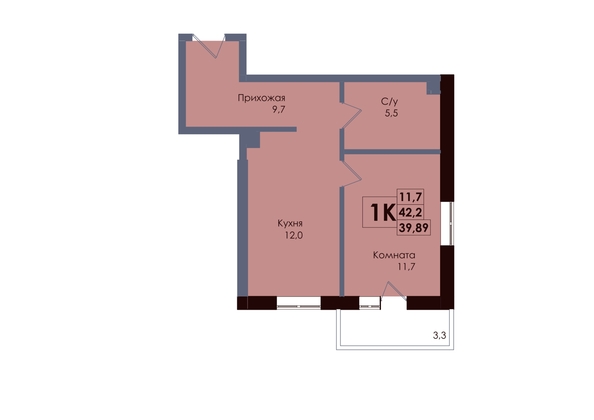 
  Продается 1-комн. квартира 39.89 м², в ЖК Академия, 2 этап. Фото 1.