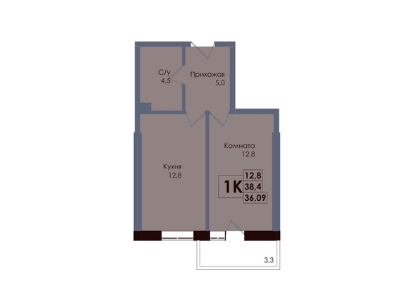
  Продается 1-комн. квартира 36.09 м², в ЖК Академия, 2 этап. Фото 1.