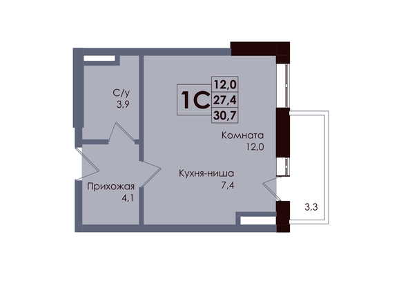 
  Продается студия 28.39 м², в ЖК Академия, 2 этап. Фото 1.