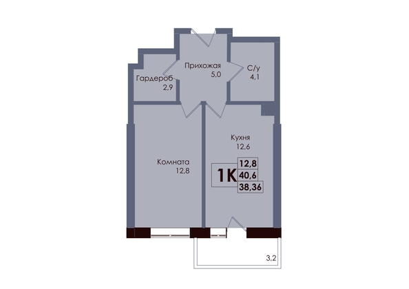 
  Продается 1-комн. квартира 38.36 м², в ЖК Академия, 2 этап. Фото 1.