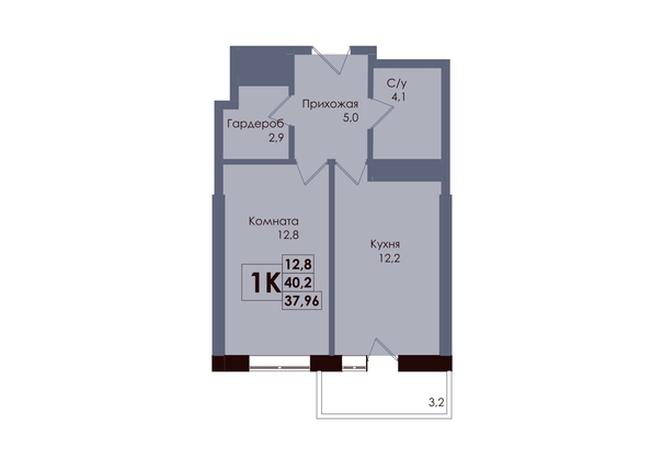 
  Продается 1-комн. квартира 37.96 м², в ЖК Академия, 2 этап. Фото 1.