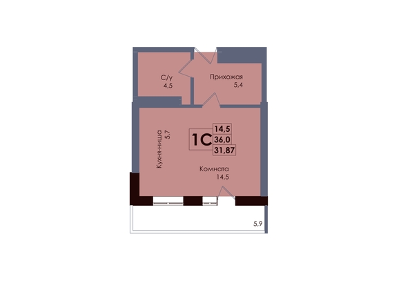 
  Продается студия 31.87 м², в ЖК Академия, 2 этап. Фото 1.