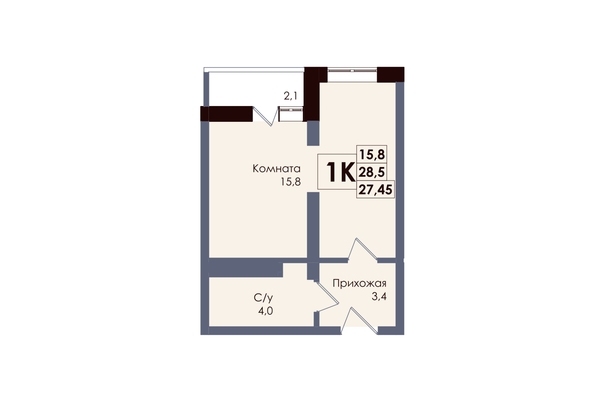 
  Продается студия 27.45 м², в ЖК Академия, 2 этап. Фото 1.