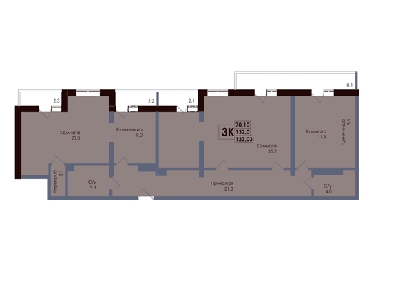 
  Продается 3-комн. квартира 123.03 м², в ЖК Академия, 2 этап. Фото 1.