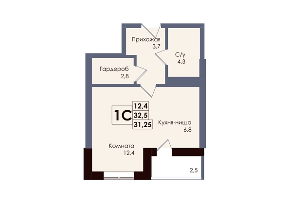 
  Продается студия 31.25 м², в ЖК Академия, 2 этап. Фото 1.