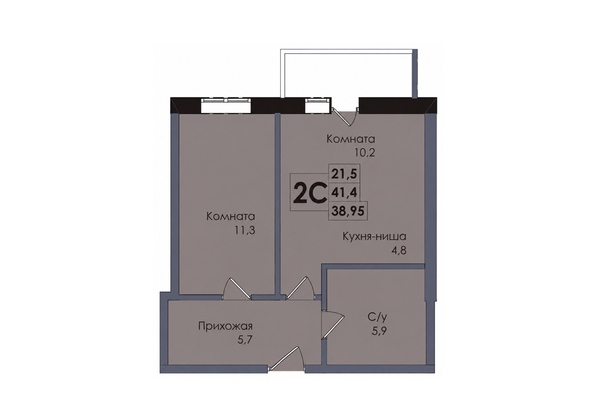 
  Продается 2-комн. квартира 38.95 м², в ЖК Академия, 2 этап. Фото 1.