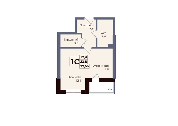 
  Продается студия 32.55 м², в ЖК Академия, 2 этап. Фото 1.