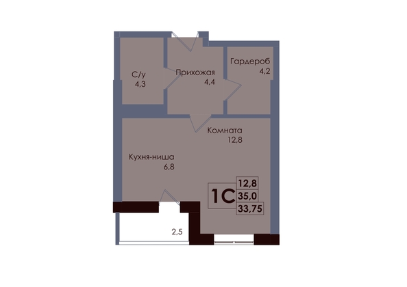 
  Продается студия 33.75 м², в ЖК Академия, 2 этап. Фото 1.
