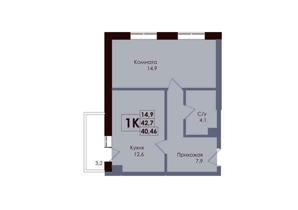 
  Продается 1-комн. квартира 40.46 м², в ЖК Академия, 2 этап. Фото 1.