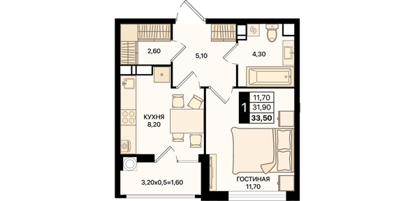 
  Продается 1-комн. квартира 33.5 м². Фото 8.