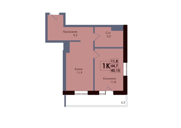 
  Продается 1-комн. квартира 40.15 м², в ЖК Академия, 2 этап. Фото 1.