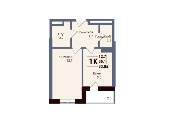
  Продается 1-комн. квартира 33.85 м², в ЖК Академия, 2 этап. Фото 1.