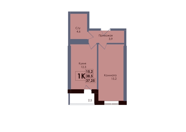 
  Продается 1-комн. квартира 37.25 м², в ЖК Академия, 2 этап. Фото 1.