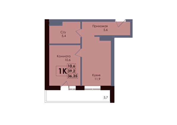 
  Продается 1-комн. квартира 36.35 м², в ЖК Академия, 2 этап. Фото 1.