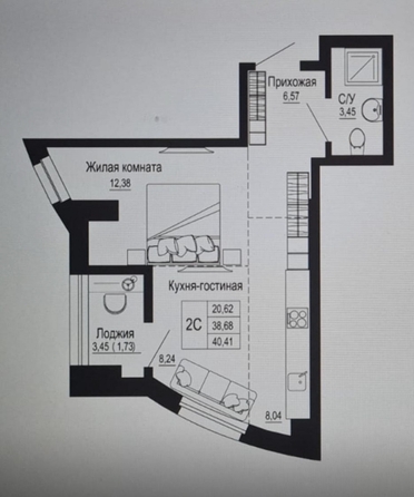 
  Продается 1-комн. квартира 40 м², в ЖК Донская Слобода. Фото 9.