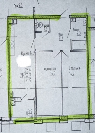 
  Продается 2-комн. квартира 61.5 м². Фото 2.