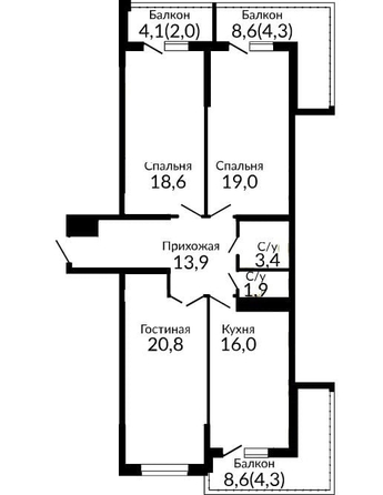 
  Продается 3-комн. квартира 93.5 м². Фото 19.
