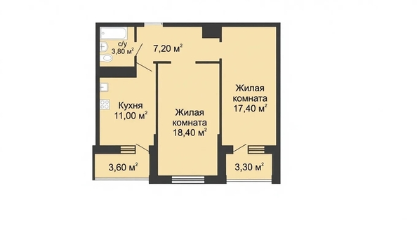 
  Продается 2-комн. квартира 60.7 м². Фото 12.