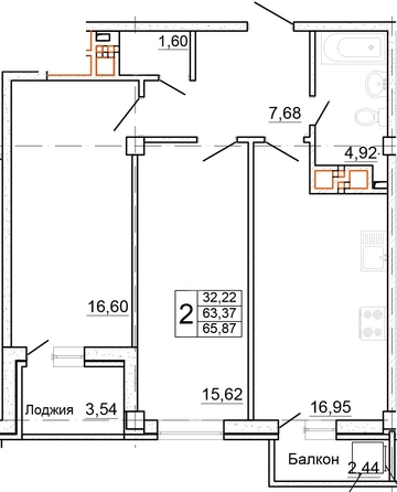 
  Продается 3-комн. квартира 65.87 м². Фото 23.
