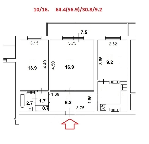 
  Продается 2-комн. квартира 64.4 м². Фото 14.