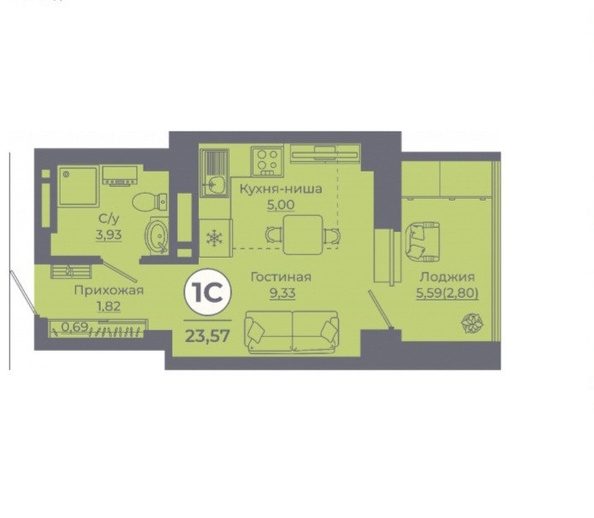 
  Продается студия 23.9 м². Фото 3.