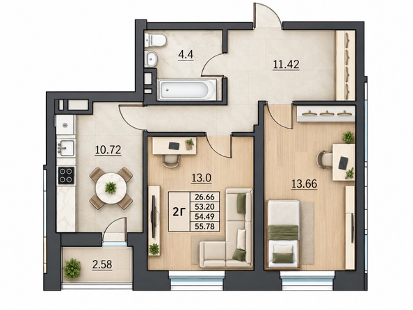
  Продается 2-комн. квартира 55.78 м². Фото 31.