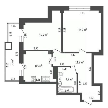 
  Продается 2-комн. квартира 53.3 м². Фото 16.