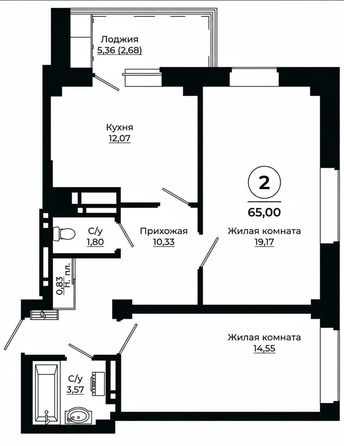
  Продается 2-комн. квартира 65 м². Фото 19.