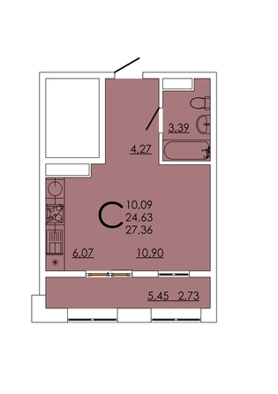 
  Продается студия 27.36 м², в ЖК Фрейм, 11А. Фото 1.