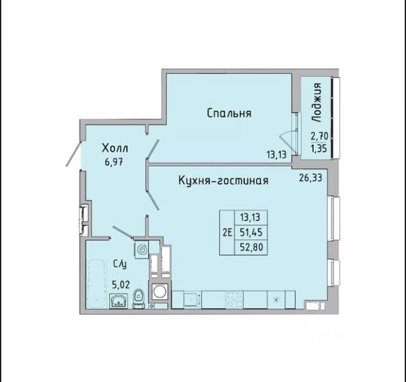 
  Продается 1-комн. квартира 51.3 м². Фото 7.