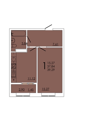 
  Продается 1-комн. квартира 39.29 м², в ЖК Фрейм, 11А. Фото 1.