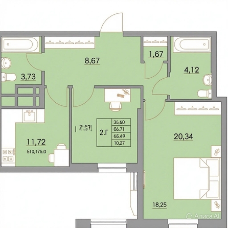 
  Продается 2-комн. квартира 70.27 м². Фото 31.